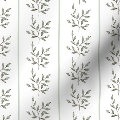Vertical Stripes Leaves Farmhouse Spring Branches | Watercolor | Medium