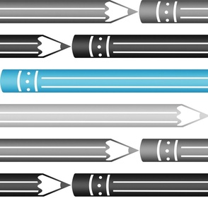 Blue Gray Black Pencils Pattern - Large Scale