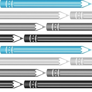 Blue Gray Black Pencils Pattern - Medium Scale