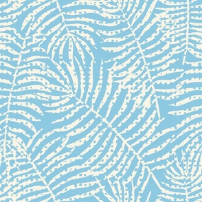   Hawaiian Palm Fronds - Sky Blue and Cream