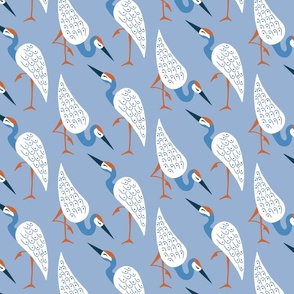 art deco cranes/blue