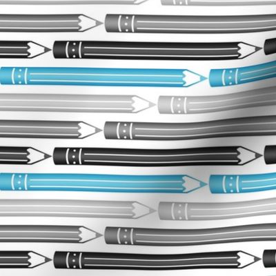 Blue Gray Black Pencils Pattern - Smal Scale
