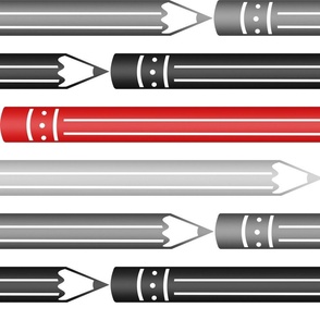 Red Gray Black Pencils Pattern - Large Scale