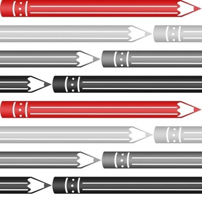 Red Gray Black Pencils Pattern - Medium Scale