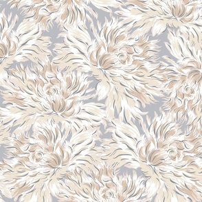 Fluffy flowers beige and gray neutral