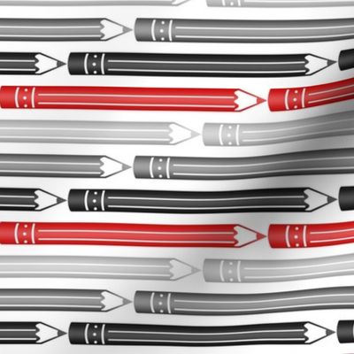 Red Gray Black Pencils Pattern - Small Scale