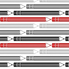 Red Gray Black Pencils Pattern - Small Scale