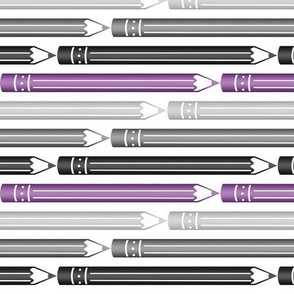 Purple Gray Black Pencils Pattern - Small Scale