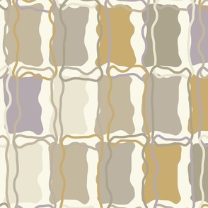 Geometric Chainlink in Taupe Gold and Purple on a Cream Background