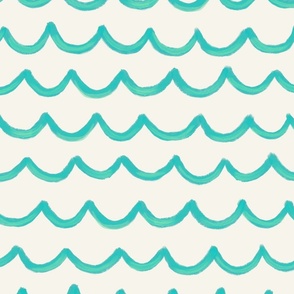 Emerald Seas: A Gouache Waves Pattern - large size