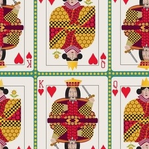 King and Queen of hearts / playing cards / games / teal