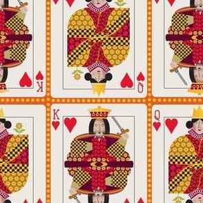 King and Queen of hearts / playing cards / games / orange
