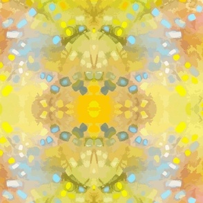 "Sunburst play" abstract, colorful, textured pattern