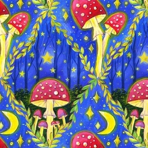 Whimsical Fly agaric mushrooms in a magical fairytale forest - MEDIUM scale