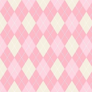 Argyle off white light pink and dark pink