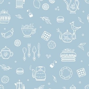 Toile Tea Party -  blue