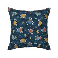 geometric retro bugs - navy blue