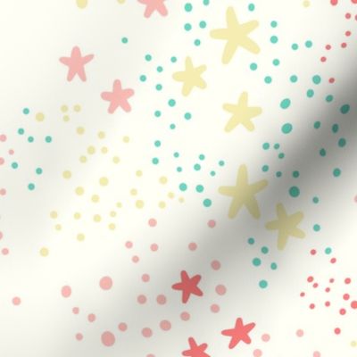 Coral Pink Mint Starry Sky Surface Pattern