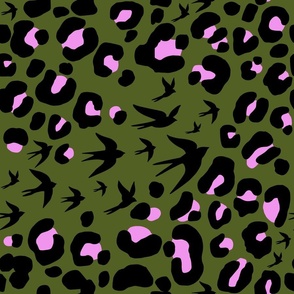 Super Cosmic Leopard- pink _ olive