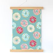 Bright Colorful Donuts Fuschia Baby Pink Sprinkles Turquoise