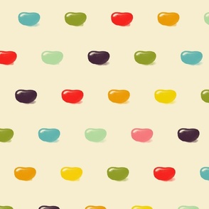 Rainbow Jellybean Treats-Retro Bite on Cream Background