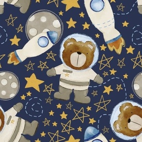 Bear in Outerspace (Navy Blue) (Large Scale)(10.5"/12")