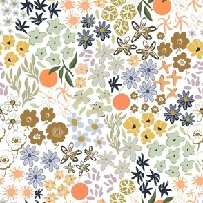 Ditsy colorful pattern with oranges