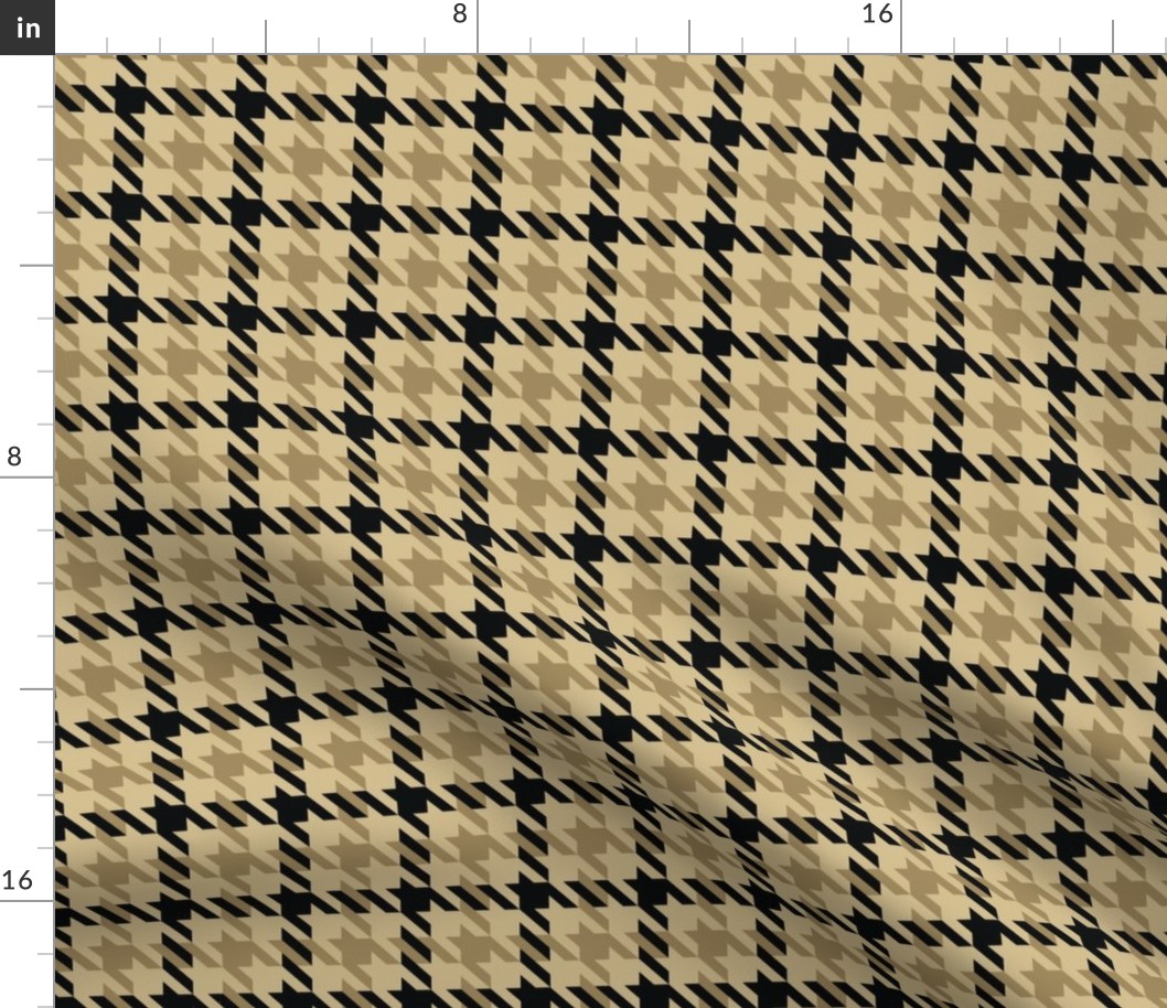 M ✹ Masculine Traditional Houndstooth Check Pattern in Black and Tan Brown