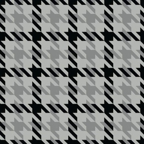 M ✹ Masculine Traditional Houndstooth Check Pattern in Black and Gray
