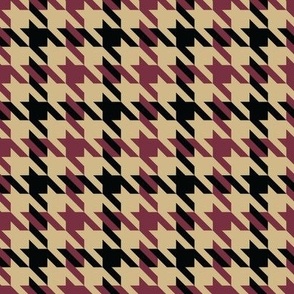 M ✹ Masculine Traditional Houndstooth Check Pattern in Tan, Black, & Garnet