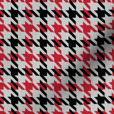 M ✹ Masculine Traditional Houndstooth Check Pattern in Black, Red & Gray