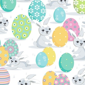 Easter bunnies on a white background