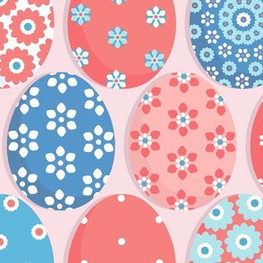 Easter eggs, Light-blue Pink on a Pink background