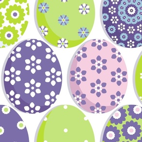 Easter eggs, Light-green Purple on a White background