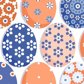 Easter eggs, Orange Blue on a White background