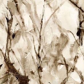 Abstract textured watercolor stone vertical sepia