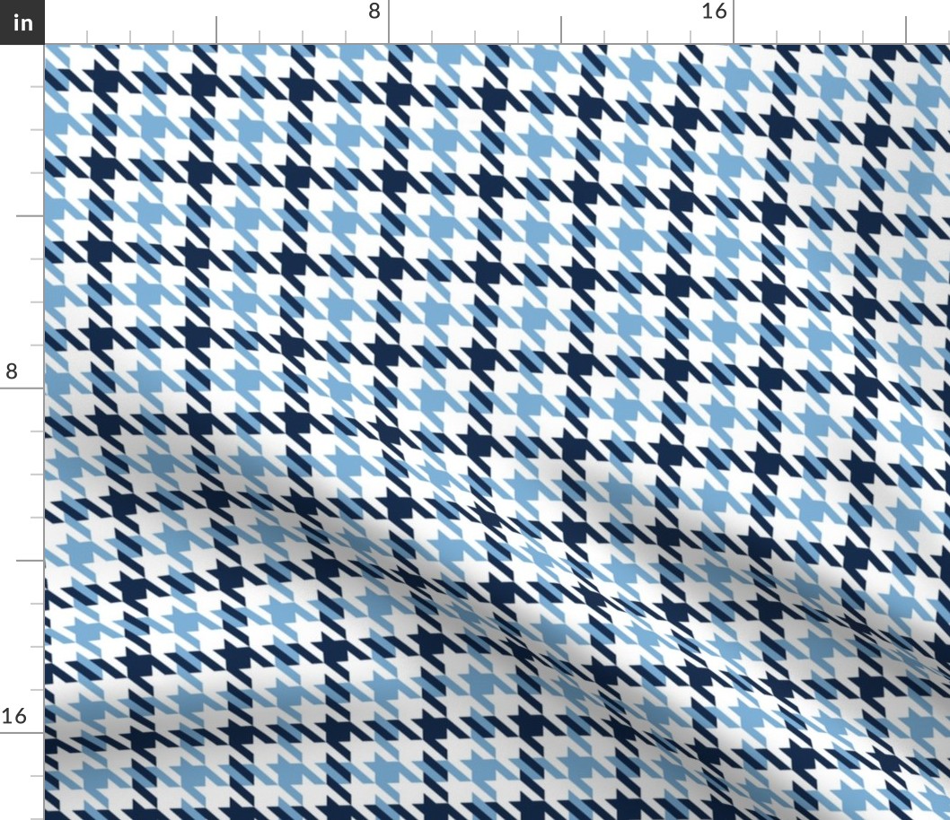 M ✹ Masculine Traditional Houndstooth Check Pattern in Carolina Blue & Navy