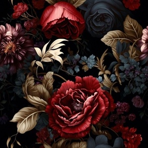 gothic floral on black