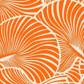 Zebra Fan Palm Mid-Century Modern Hawaiian Tropical- Orange Tiger
