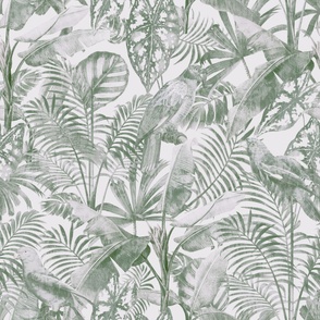 Green tropical vintage palm bird paradise pastel jungle