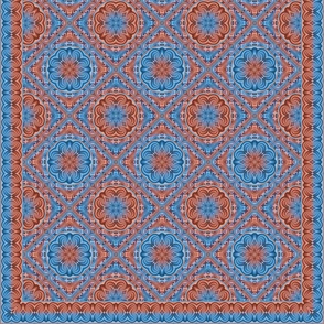 Red & Blue Medallion quilt panel