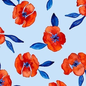 Patriotic Poppies - Sky Blue - (XL) 10 inch