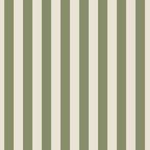 Warm Minimalist Green and Sand Beige Half Inch Stripes