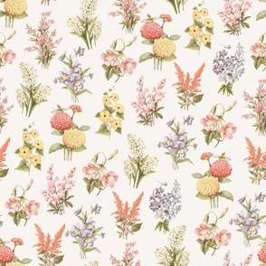 Light vintage flowers Antique Pastel  Spring floral