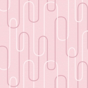 Pale Dusky Pink geometric retro minimalist wallpaper - statement cascading art deco curved arch waves