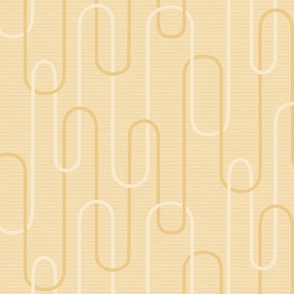 Pale Yellow Ochre geometric retro minimalist wallpaper - statement cascading art deco curved arch waves
