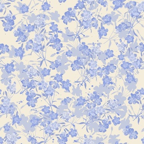 Blue Pastel vintage flowers cream light garden