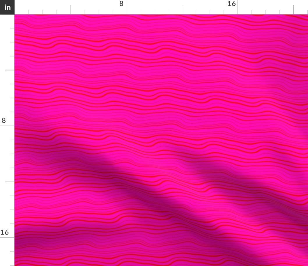 Squiggly Lines - Tropical Holiday Red on Pink 
