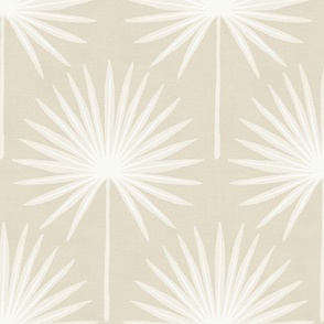 Fan Palm Leaves cloud white textured