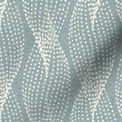 Cozy organic neutral wallpaper - taupe - medium scale blue gray koi